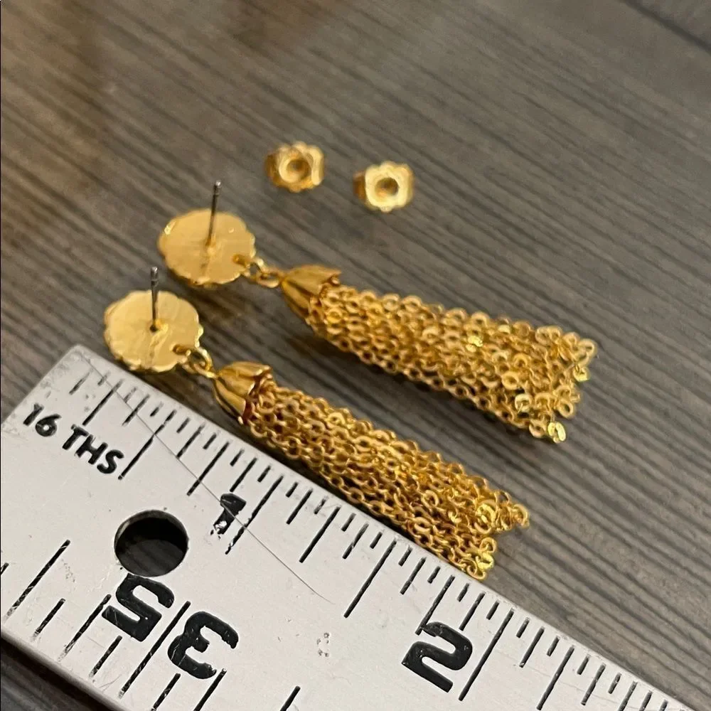 Vintage Gold-tone Tassel Earrings - Chain Tassel Earrings